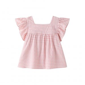 Conjunto vichy rosa pastel.