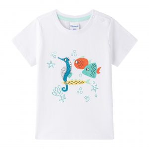 Camiseta peces blanca.