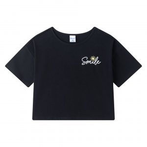 Camiseta crop negra smile