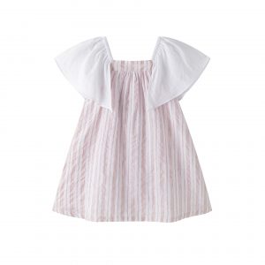 Vestido ceremonia rayas rosas.