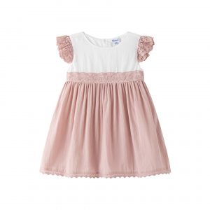 Vestido lino rosa tirabordada