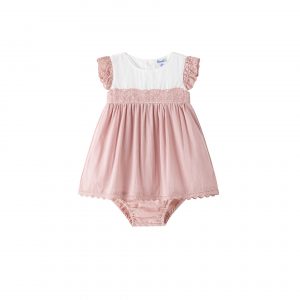 Vestido rosa lino tirabordada