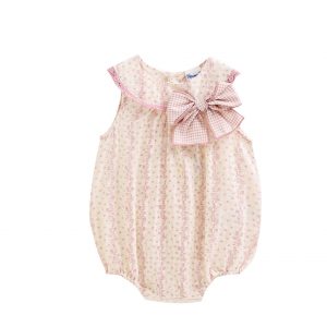 Pelele flores y cuadros rosas