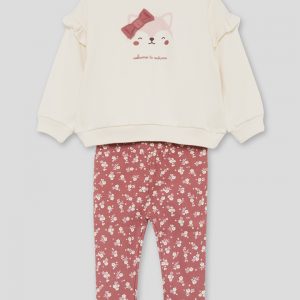 Conjunto de leggin y sudadera carita lazo.