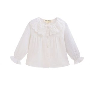 Blusa bambula cuello tirabordada.