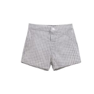 Pantalon corto bebe cuadros grises