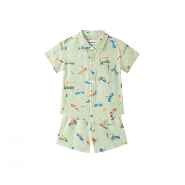 Conjunto camisa y bermuda coches.