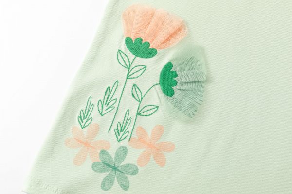 Camiseta verde flores tul. - Imagen 2