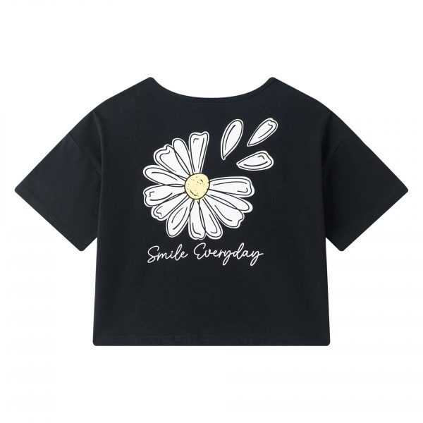 Camiseta crop negra smile - Imagen 2