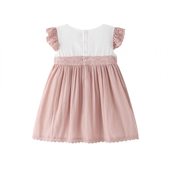 Vestido lino rosa tirabordada - Imagen 2