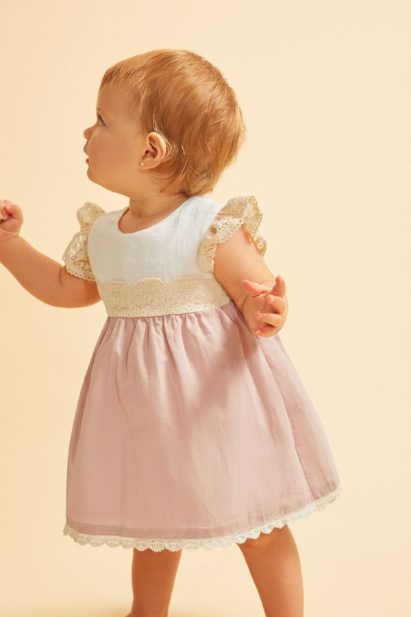 Vestido rosa lino tirabordada - Imagen 2