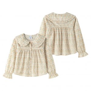 Blusa flores marfil y verde