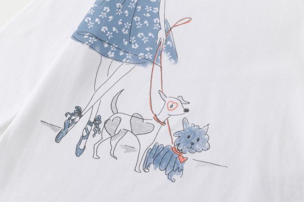 Camiseta niña falda azul flores. - Imagen 2