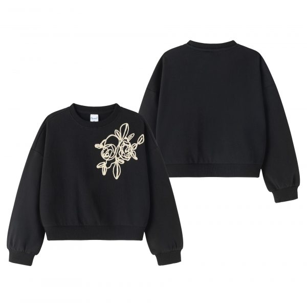 Sudadera negra flor de cuerda. - Imagen 2