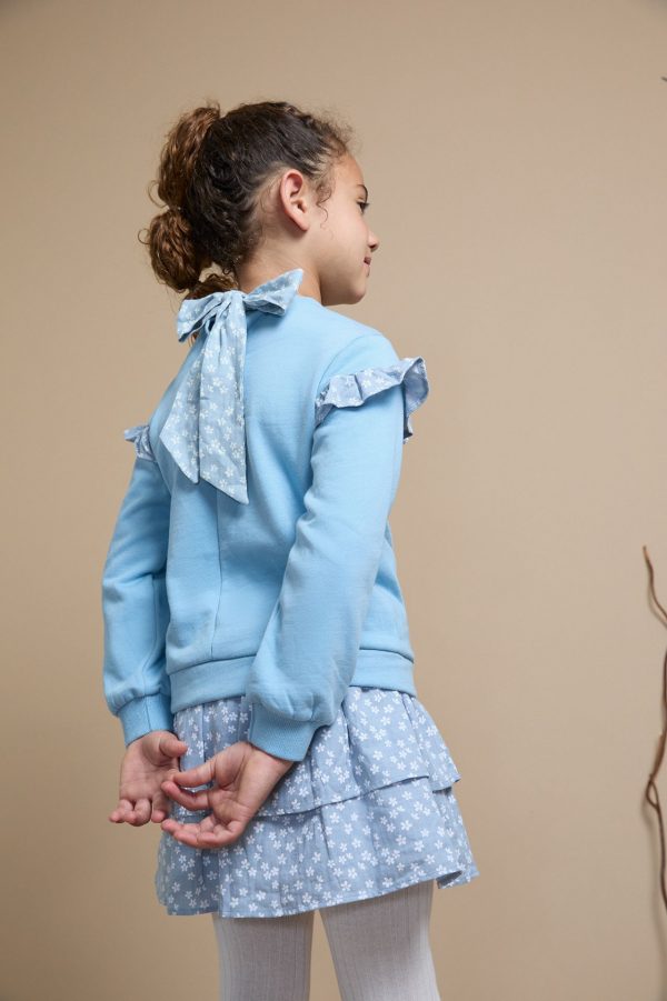 Falda azul flores 2 capas. - Imagen 3