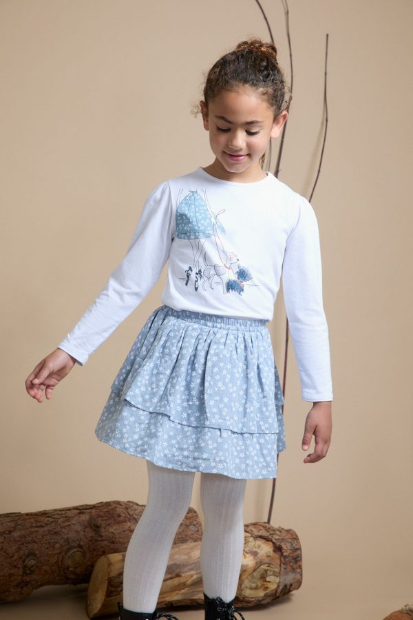 Falda azul flores 2 capas. - Imagen 2