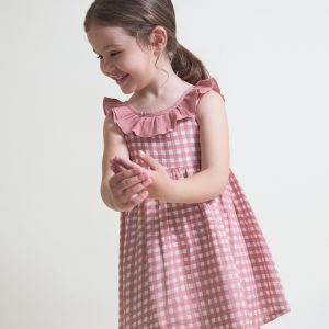 Vestido cuadros vichy rosa junior.