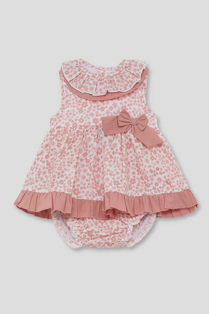Vestido flores rosa y lazo - Imagen 3