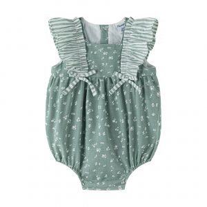 Pelele verde flores y rayas